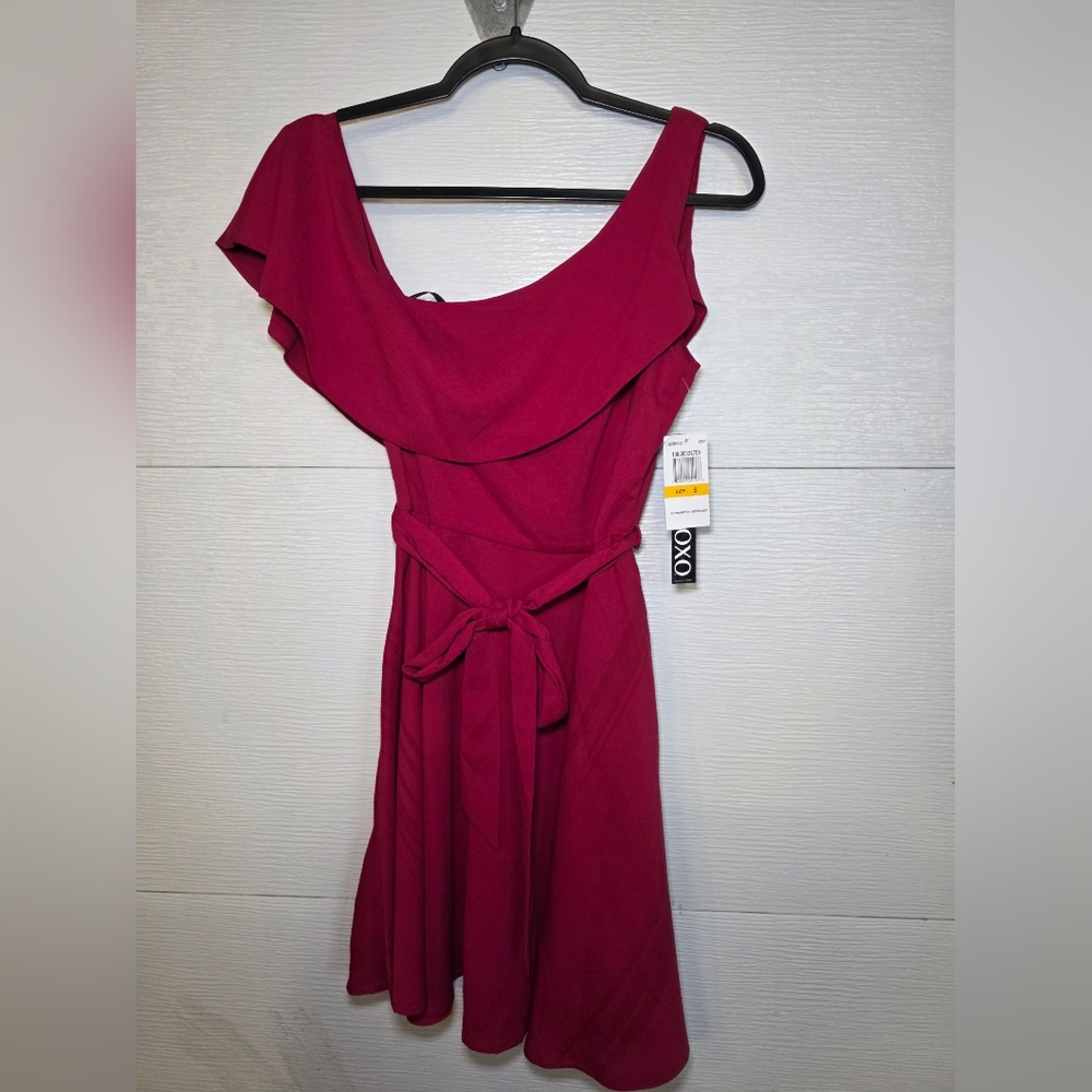 XOXO Women's Fuchsia Mini Dress with Ruffle